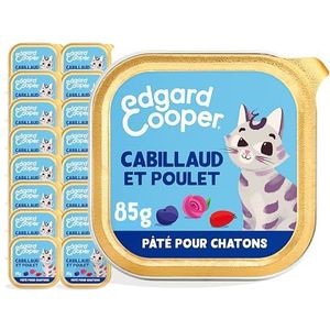 Edgard & Cooper Patée voor kittens, katten, junior, gesteriliseerd of actief, natuurlijk natvoer zonder granen, 85 g x 16 kabeljauw en kip, gezonde voeding smakelijk en uitgebalanceerd
