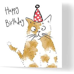 Wuzci Verjaardagskaart met kat in een partyhoed
