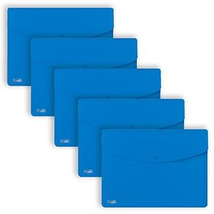 Favorit 5 enveloppen met sprint-knop, A4, polypropyleen, mat, blauw