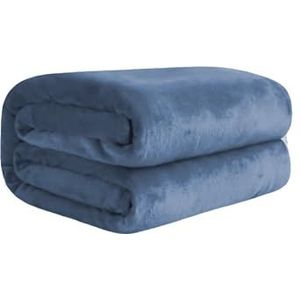 Komfortec Dikke Fleece Deken - Met kasjmier gevoel - Plaid - 450 GSM - 240x220 cm – Super Zacht – Blauw