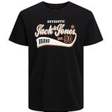 Jack & Jones Jjelogo Tee SS O-hals 2 kraag 23/24 pls T-shirts voor heren heren, Zwart - Wit - Oranje