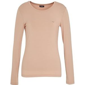 T-shirt à manches longues et col rond pour femme Rose Taille S Coupe régulière, rose, S