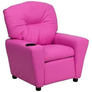Flash Furniture Moderne kinderligstoel, met bekerhouder, hout, vinyl, lichtroze, 66,04 x 53,34 x 53,34 cm