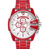 Diesel Mega Chief herenhorloge quartz uur/chrono 51 mm behuizing met roestvrijstalen armband DZ4638, ROT, Armband