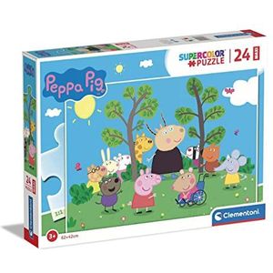 Clementoni - Peppa Pig Supercolor Pig-24 Pièces Enfants 3 Ans, Puzzle Dessins Animés - Made in Italy, Multicolore, 24237