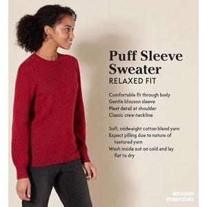 Amazon Essentials Dames zachte trui met geplooide schouders en ronde hals, antraciet gemêleerd, maat L
