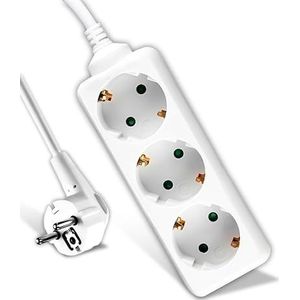 V-TAC 3-voudige stekkerdoos en 1,5 m kabel, meervoudig stopcontact, 3 stopcontacten, 16 A, Shuko voor thuis, kantoor, winkel, garage, 250 V, compact en praktisch