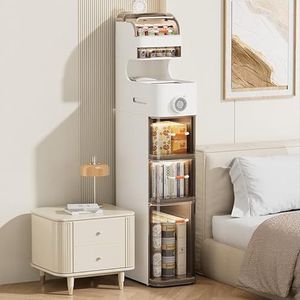 Zstar Badkamervloerkast, nisrek met wielen, smalle trolley met laden, kunststof, badkamerrek, met wielen, waterdicht, bijzetkast, 18 x 39,5 x