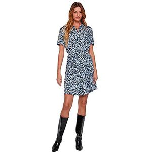 Vila Vipaya S/S Shirt Dress/Su - Noos Damesjurk, Kentucky/Aop blauw: Lika