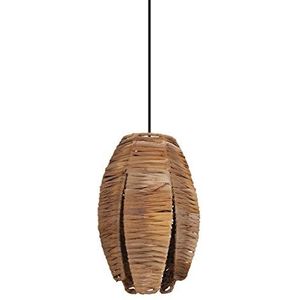 EGLO Mongu 1 Vintage hanglamp, 1-lichts, Afrikaanse boho, hanglamp van bast en staal, voor eettafel of woonkamer, in natuur/zwart, E27-fitting