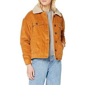 Urban Classics Dames oversized Sherpa Corduroy jas, tofee/beige