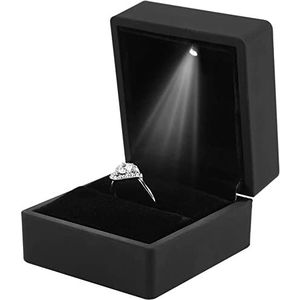 Salmue Sieraden geschenkdoos met LED-licht, ketting armband ringen hanger opbergdoos voor huwelijksaanzoek Valentijnsdag gunsten verjaardag bedels (ring), 1, Rubber metaal