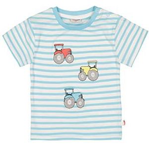 SALT AND PEPPER Geborduurd Baby Jongens T-shirt Geborduurd Gestreept Shirt Organic Cotton Aqua, 56, Aqua Blauw