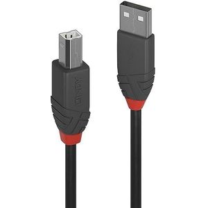 LINDY - USB naar USB 2.0 A/B-kabel, Anthra Line 0,5 m, kabel met gegevensoverdracht van 480 Mbps| Compatibel met tv, monitor, tablet, laptop, camera