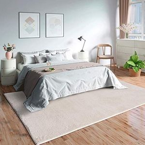 Tapijt Olivia - Wasbaar tapijt voor woonkamer, slaapkamer, hal of badkamer, zacht antislip tapijt, 120 x 170 cm, crèmekleur