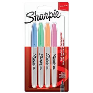 Sharpie 2065402 permanente marker, fijne punt, verschillende kleuren, 4 stuks