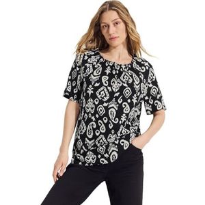 Cecil B344760 Carmen damesblouse met print, zwart.