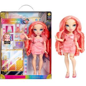 Rainbow High Mannequinpop - Pinkly Paige - roze modepop met modieuze outfit - brillenpop met 10 kleurrijke speelaccessoires - voor kinderen van 4 tot 12 jaar en verzamelaars