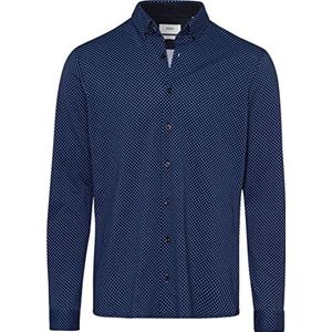 BRAX Style Daniel Jp Hi-Flex Jersey Dobby Shirt Katoen Patroon Shirt Heren, Navy Blauw