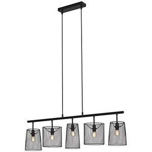 BRILONER Leuchten - Hanglamp, 5-vlam hanglamp, retro, vintage, roosterkap, 5 x E14, max. 40 watt, metaal, zwart, 960 x 1,200 mm (l x h)