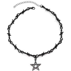 Wedity Gothic ketting met zwart kruis overlay sterren maan Halloween sieraden voor vrouwen en meisjes