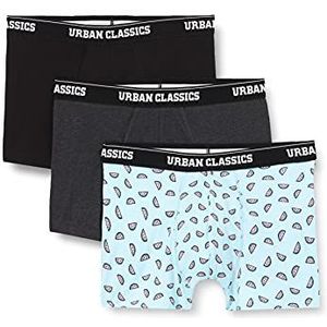 Urban Classics Snowman Christmas boxershorts voor heren, verpakking van 3, maat S tot 5XL, Meloen Aop + Cha + zwart