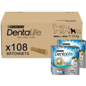PURINA DENTALIFE Mini | traktaties voor kleine honden | 108 kauwsticks | granen | maxi pack | 2 x 882 g | mondhygiëne