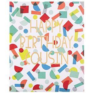 Hallmark Verjaardagskaart voor Cousin van The Hallmark-Studio – moderne tekst, grijs, rood, blauw, wit, oranje