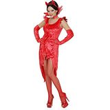 Widmann - Kostuum Devil Lady jurk handschoenen van fluweel, halsketting met edelsteen, Halloween, carnaval, themafeest