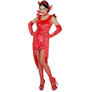 Widmann - Kostuum Devil Lady jurk handschoenen van fluweel, halsketting met edelsteen, Halloween, carnaval, themafeest