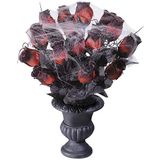 Widmann 7868R - Boeket rode rozen met spinnenweb - 15 stuks - Halloween-decoratie - themafeest
