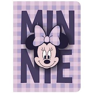 Squishy Minnie Mouse notitieboek, zachte omslag met Minnie print in het midden, kleur roze en paars, 80% papier en 20% PU, origineel product ontworpen in Spanje
