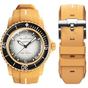 BONACE Swatch Blancpain horlogeband wit gebogen zacht rubber waterdicht reservebandje voor Swatch Blancpain Fifty Fathoms 22 mm Quick Release Band voor Blancpain x Swatch Unisex