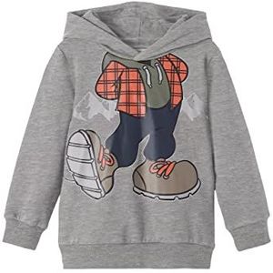 Name It Nmmakba Mickey SWE W Hood Bru Wdi Sweatshirt met capuchon voor jongens, Grijs melange