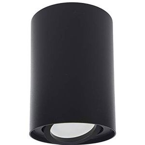 Maclean MCE422 B Inbouwplafondlamp met GU10-fitting voor led- en halogeenlampen tot 40 W, opbouw, draaibaar, aluminium (zwart, 1 stuk - rond)