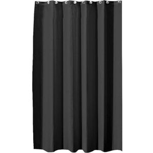 iDesign Douchegordijn van stof, wasbaar badgordijn van polyester in de afmetingen 180,0 cm x 200,0 cm, waterdicht gordijn met versterkte zoom, zwart