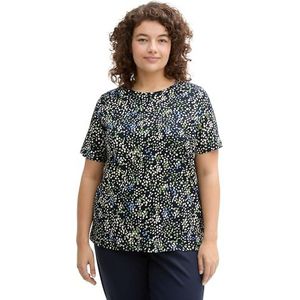 TOM TAILOR 1047021 T-shirt voor dames, 37369 - Meerkleurige structuur met stippen marineblauw