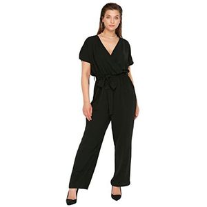 Trendyol Trendyol Dames Effen Woven Plus Size Overalls Jumpsuit voor dames (1 stuk), zwart.