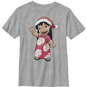 Disney Lilo & Stitch Christmas Lilo Santa Hat Portrait Boys T-shirt, grijs gemêleerd, Athletic XS, Athletic grijs gemêleerd