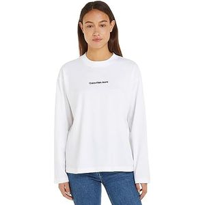 Calvin Klein Jeans Lange mouwen losse institutionele L/S gebreide tops voor dames, Wit