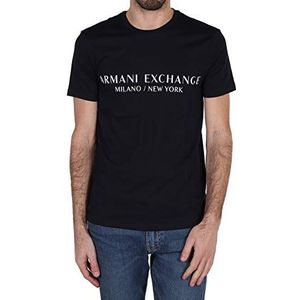 Armani Exchange T-shirt met korte mouwen met Milan New York logo heren, zwart, XS, zwart.