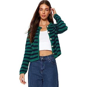 Trendyol Slim Fit Basic Crew Neck Knit Cardigan Dameshemd (1 stuk), Groen