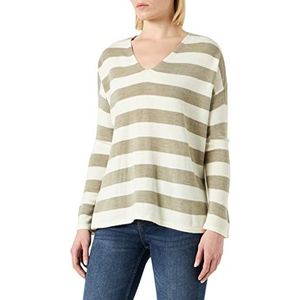 Only Onlamalia L/S-Pull à col en V pour femme, Cloud Dancer/Stripes:w.Mermaid, XS