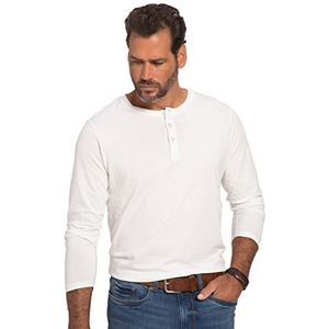 JP 1880 Menswear 702555 shirt met lange mouwen Henley met knoopsluiting, ronde hals, 70255, Sneeuwwitje