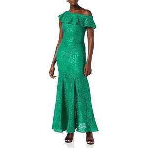 Gina Bacconi Dames pailletten kant maxi jurk cocktailjurk dames, Groen