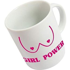 fisura. HM1133 Mok Girl Power, wit en roze, keramiek, D12 x H9,5 cm