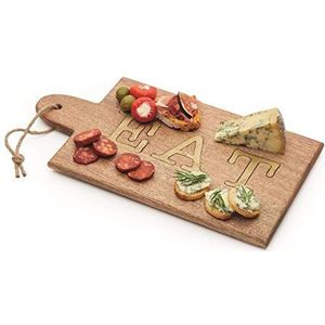 KitchenCraft Artesà kaasplank van mangohout met EAT motief, 38 x 20,5 cm