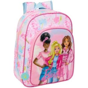 Safta BARBIE PAINTERLY - Sac à dos scolaire pour enfants d'âge scolaire, confortable et polyvalent, qualité et résistance, 26 x 11 x 34 cm, Rose/bleu ciel, M, Décontracté