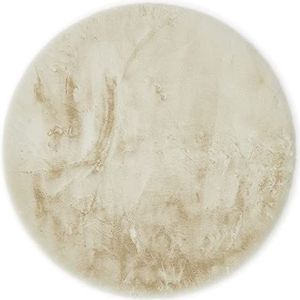 -LUXOR- living Coste Knuffeltapijt hoogpolig imitatie schapenvacht 120 cm rond beige