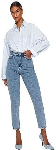 Trendyol Trendyol Gerade Mama damesjeans met hoge taille, Indigo